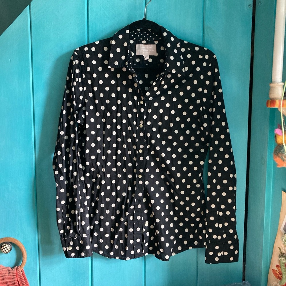 Banana Republic Black and White Polka Dot button down